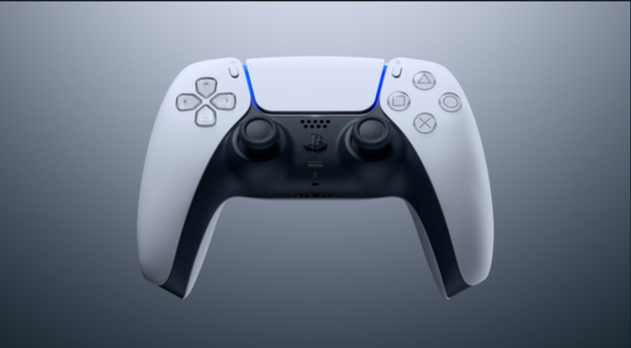 PS5 DualSense controller glowing blue